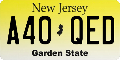 NJ license plate A40QED