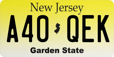 NJ license plate A40QEK