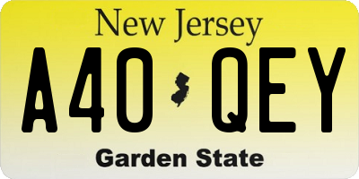 NJ license plate A40QEY