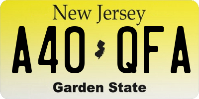 NJ license plate A40QFA