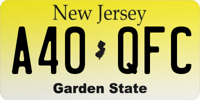 NJ license plate A40QFC