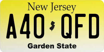 NJ license plate A40QFD