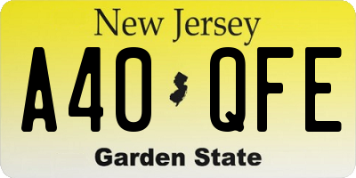 NJ license plate A40QFE