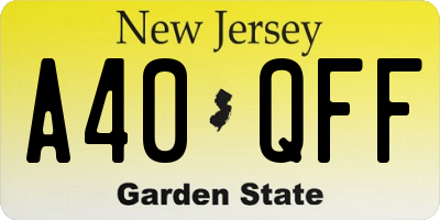 NJ license plate A40QFF