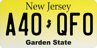 NJ license plate A40QFO