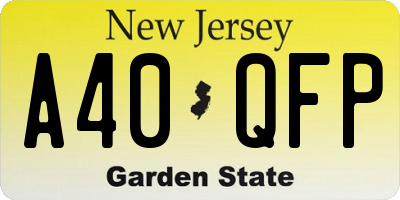 NJ license plate A40QFP