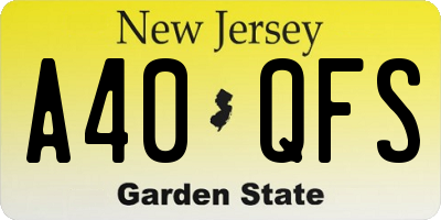 NJ license plate A40QFS