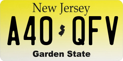 NJ license plate A40QFV