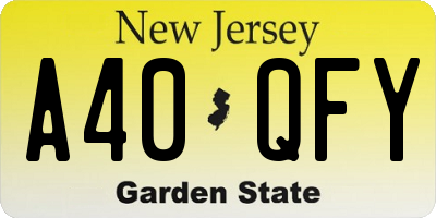 NJ license plate A40QFY