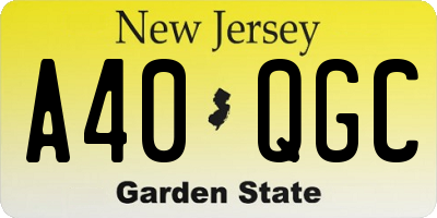 NJ license plate A40QGC