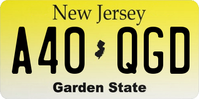 NJ license plate A40QGD