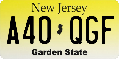 NJ license plate A40QGF