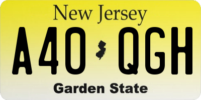 NJ license plate A40QGH