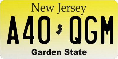 NJ license plate A40QGM