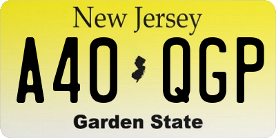 NJ license plate A40QGP