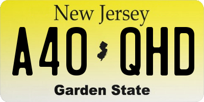 NJ license plate A40QHD