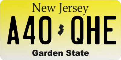 NJ license plate A40QHE