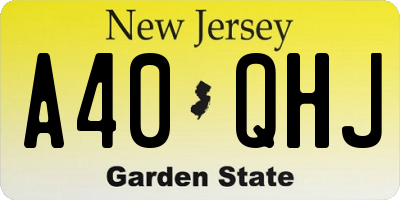 NJ license plate A40QHJ
