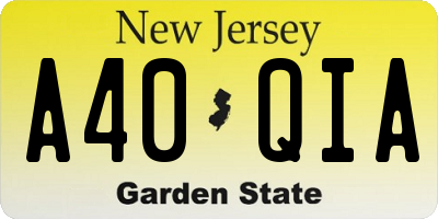 NJ license plate A40QIA