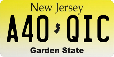 NJ license plate A40QIC