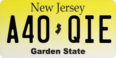 NJ license plate A40QIE