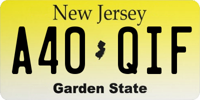 NJ license plate A40QIF
