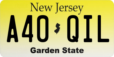 NJ license plate A40QIL