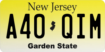 NJ license plate A40QIM