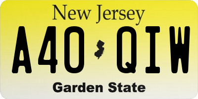 NJ license plate A40QIW