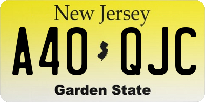 NJ license plate A40QJC