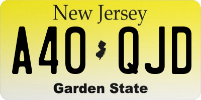 NJ license plate A40QJD