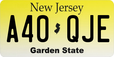 NJ license plate A40QJE