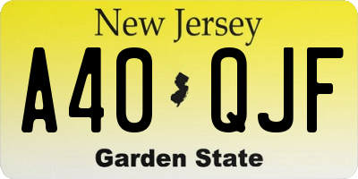 NJ license plate A40QJF