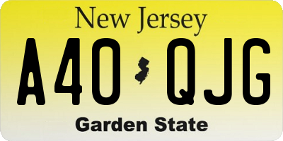 NJ license plate A40QJG