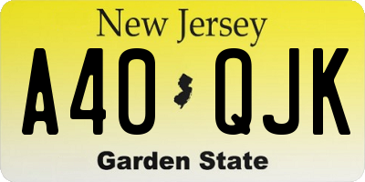 NJ license plate A40QJK