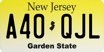 NJ license plate A40QJL