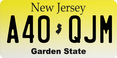 NJ license plate A40QJM