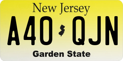NJ license plate A40QJN