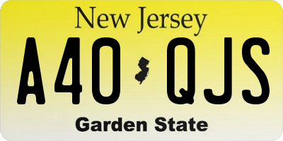 NJ license plate A40QJS