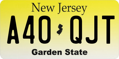 NJ license plate A40QJT