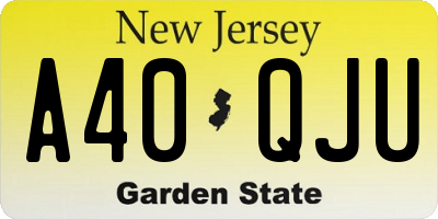 NJ license plate A40QJU