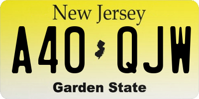 NJ license plate A40QJW