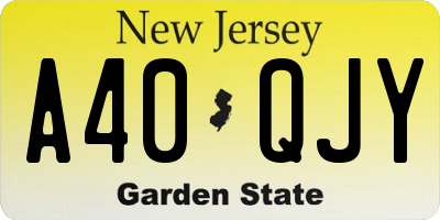 NJ license plate A40QJY