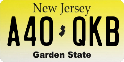 NJ license plate A40QKB