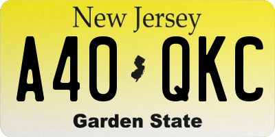 NJ license plate A40QKC
