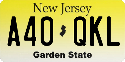 NJ license plate A40QKL