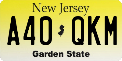 NJ license plate A40QKM