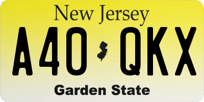 NJ license plate A40QKX