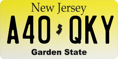 NJ license plate A40QKY