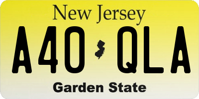 NJ license plate A40QLA